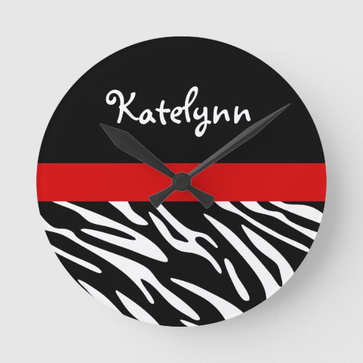 Aangepaste Zebra Stripe met rode wandklok (Voorkant)
