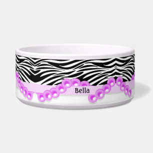 Aangepaste Zebrastrips en roze parels Voerbakje