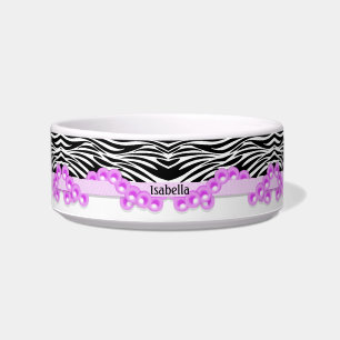 Aangepaste Zebrastrips en roze parels Voerbakje