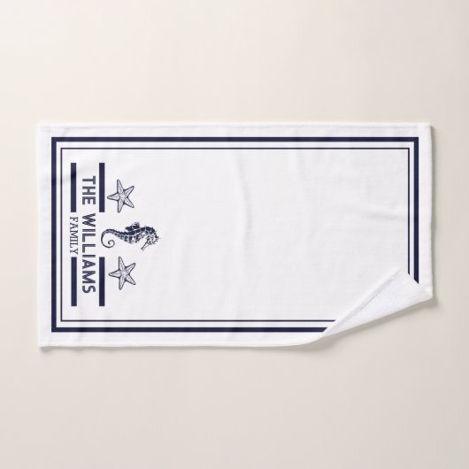 Aangepaste zeebadkamer Blauw-wit Bad Handdoek (Handdoek)