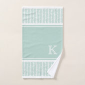 Aangepaste Zeeglas Mint Groen Wit Zigzag Stripes Bad Handdoek (Handdoek)