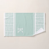 Aangepaste Zeeglas Mint Groen Wit Zigzag Stripes Bad Handdoek (Handdoek)