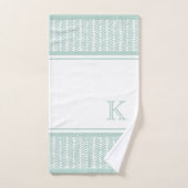 Aangepaste Zeeglas Mint Groen Wit Zigzag Stripes Bad Handdoek (Handdoek)