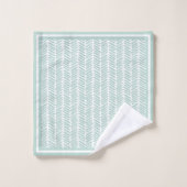 Aangepaste Zeeglas Mint Groen Wit Zigzag Stripes Bad Handdoek (Wasdoekje)