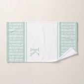 Aangepaste Zeeglas Mint Groen Wit Zigzag Stripes Bad Handdoek (Handdoek)