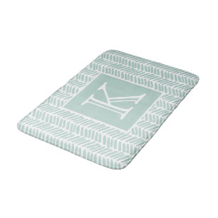 Aangepaste Zeeglas Mint Groen Wit Zigzag Stripes Badmat