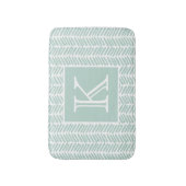 Aangepaste Zeeglas Mint Groen Wit Zigzag Stripes Badmat (Voorkant Verticaal)