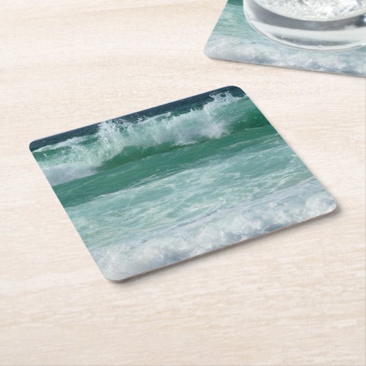 Aangepaste zeelandschap zee golven strand zeekant kartonnen onderzetters (Schuin)