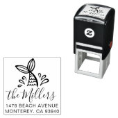 Aangepaste zeemeermin adres zelf inkt stempel (In situ)