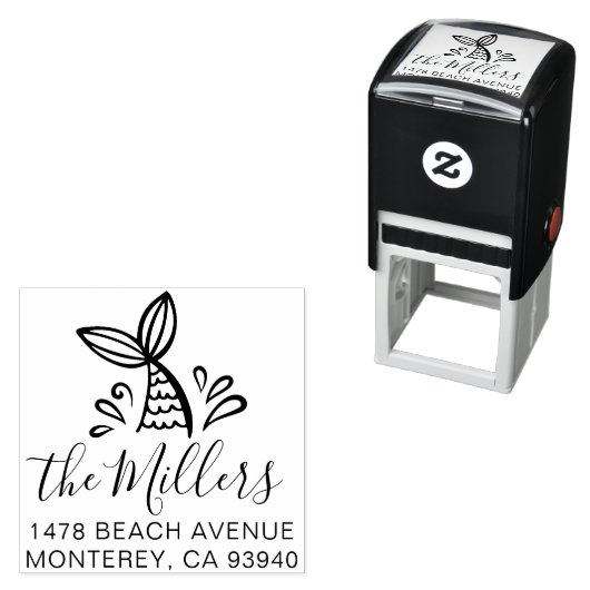 Aangepaste zeemeermin adres zelf inkt stempel (In situ)