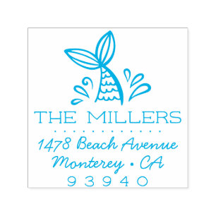 Aangepaste zeemeermin adres zelf inkt stempel