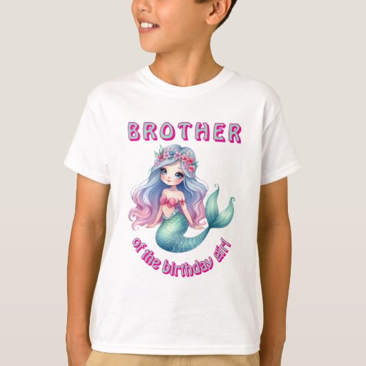 Aangepaste zeemeermin broer van verjaardag meisje  t-shirt (Voorkant)