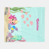 Aangepaste Zeemeermin en Axolotl Fleece Deken (Voorkant (Horizontaal))