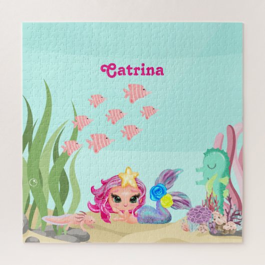 Aangepaste Zeemeermin en Axolotl Legpuzzel (Verticaal)