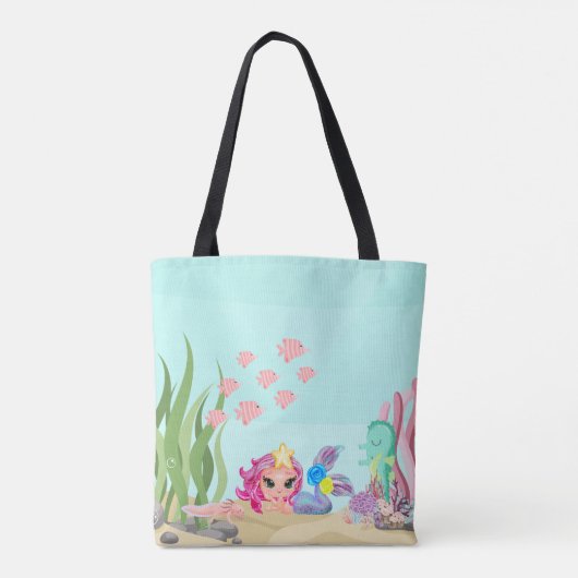 Aangepaste Zeemeermin en Axolotl Tote Bag (Achterkant)