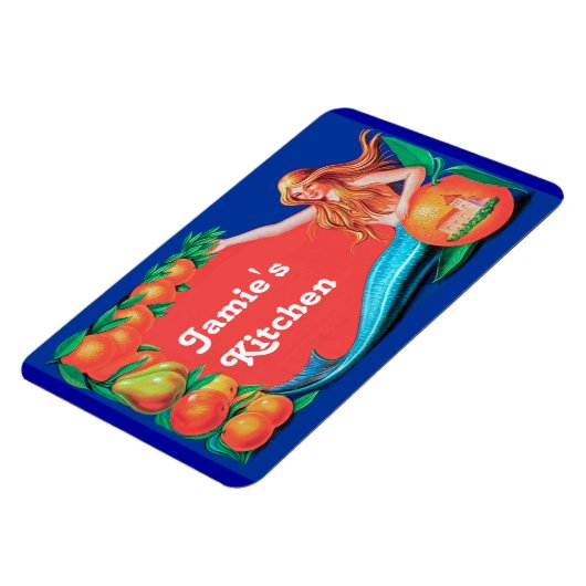 Aangepaste Zeemeermin en Sinaasappels Keukenmagnee Magneet (Linkerzijde)