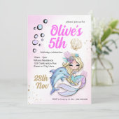 Aangepaste zeemeermin onder de Zee 'Birthday' Kaart (Staand voorkant)