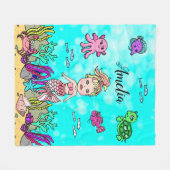 Aangepaste Zeemeermin onder de Zee Blanket Fleece Deken (Voorkant (Horizontaal))