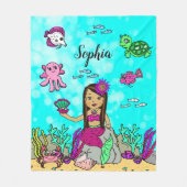 Aangepaste Zeemeermin onder de Zee Blanket Fleece Deken (Voorkant)