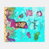 Aangepaste Zeemeermin onder de Zee Blanket Fleece Deken (Voorkant (Horizontaal))