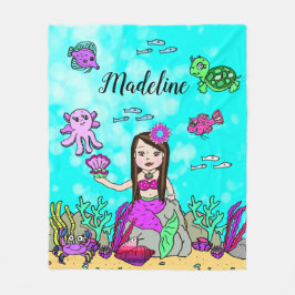 Aangepaste Zeemeermin onder de Zee Blanket Fleece Deken