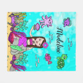 Aangepaste Zeemeermin onder de Zee Blanket Fleece Deken (Voorkant (Horizontaal))