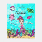 Aangepaste Zeemeermin onder de Zee Blanket Fleece Deken (Voorkant)