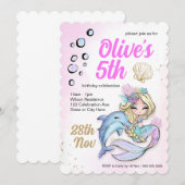 Aangepaste zeemeermin onder Zee 'Birthday Wavy Edg Kaart (Voorkant / Achterkant)