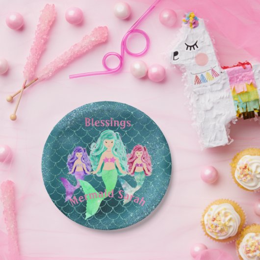 Aangepaste Zeemeermin Papieren Bordje (Feest)