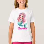 Aangepaste zeemeermin roze naam t-shirt (Voorkant)