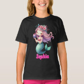 Aangepaste zeemeermin roze naam   t-shirt (Voorkant)