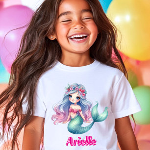 Aangepaste zeemeermin roze naam t-shirt