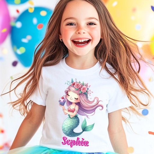 Aangepaste zeemeermin roze naam   t-shirt