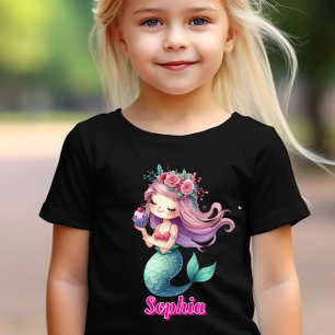 Aangepaste zeemeermin roze naam   t-shirt