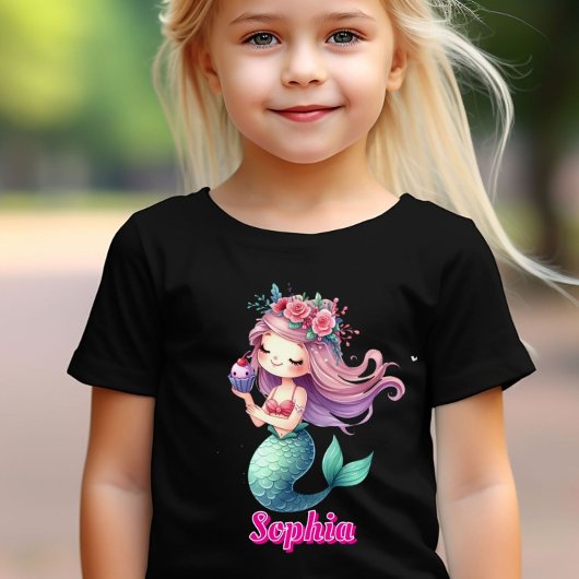 Aangepaste zeemeermin roze naam   t-shirt