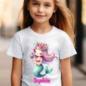 Aangepaste zeemeermin roze naam   t-shirt