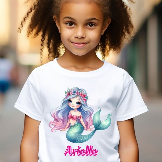 Aangepaste Zeemeermin roze naam T-shirt