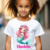 Aangepaste zeemeermin roze naam t-shirt