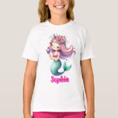 Aangepaste zeemeermin roze naam   t-shirt (Voorkant)