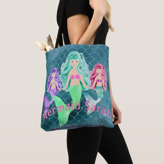 Aangepaste Zeemeermin Tote Bag (Dichtbij)