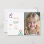 Aangepaste Zeemeermin Verjaardagsfoto Bedankkaart (Voorkant)