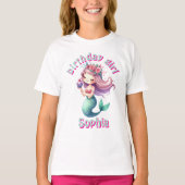 Aangepaste zeemeermin verjaardagsnaam t-shirt (Voorkant)
