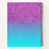Aangepaste Zeemeermin Violet en Aqua Glitter Ombre Notitieboek (Achterkant)