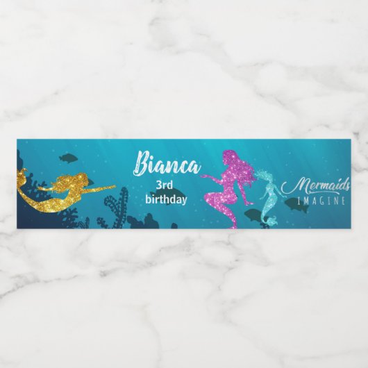 Aangepaste zeemeermin waterfles label etiket (Enkel label)