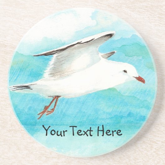 Aangepaste Zeemeeuw & Naam, Vogel Collectie Zandsteen Onderzetter (Voorkant)