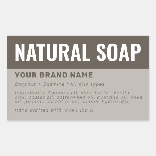 Aangepaste zeep verpakking ingrediënten label (Voorkant)