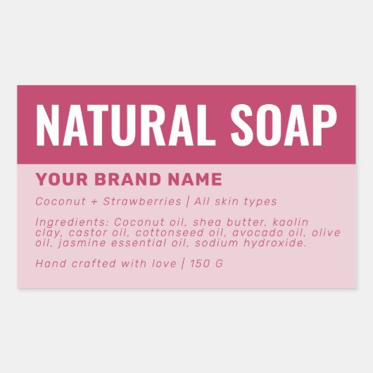 Aangepaste zeep verpakking ingrediënten label (Voorkant)