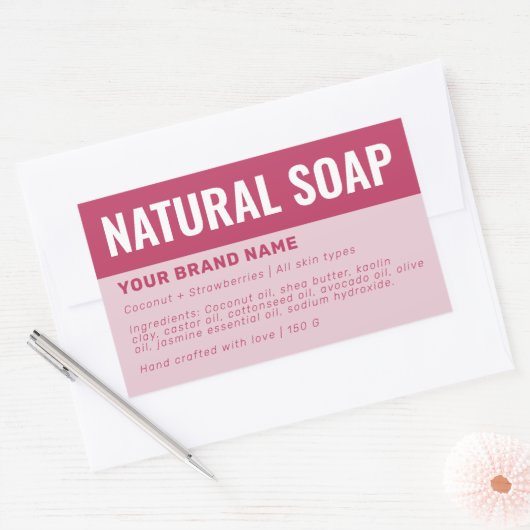 Aangepaste zeep verpakking ingrediënten label (Envelop)