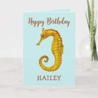 Aangepaste zeepaardje Happy Birthday-kaart