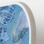 Aangepaste zeeschelpen Blue Ocean Sands Pickleball Paddle (Links Detail)